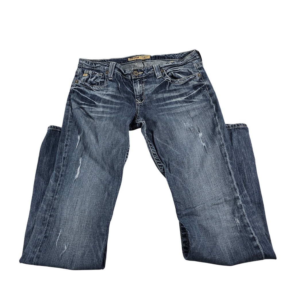 Big Star Casey K Low Rise Bootcut Jeans Dark Wash Distressed Size 32XL 13305